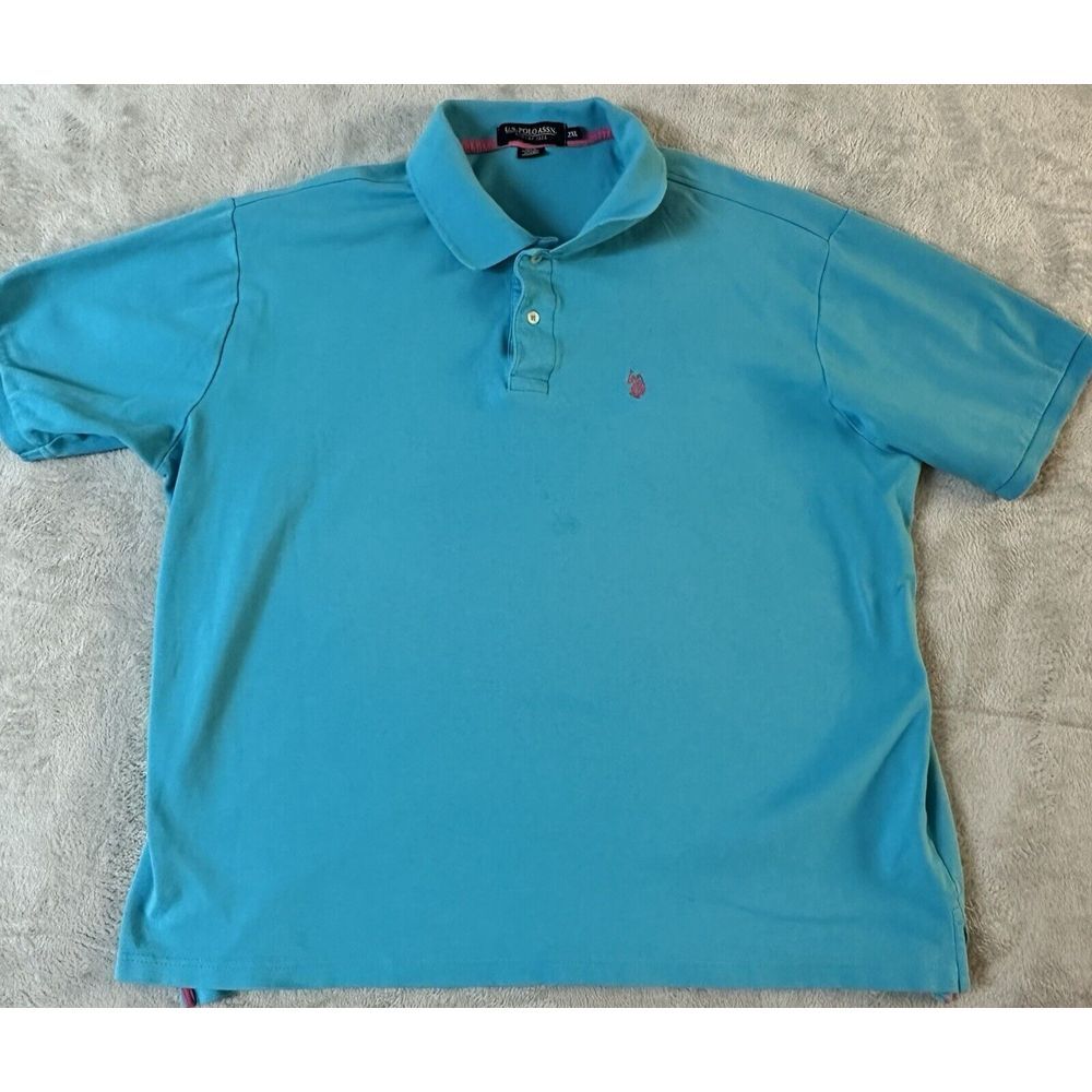 Polo Ralph Lauren Shirt Mens 2XL Blue Polo Luxury Feel Pink Pony Golf Classic‎